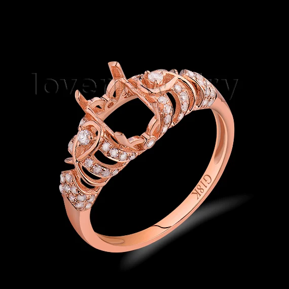 

Solid 14Kt Rose Gold Natural Diamond Setting Ring,Engagement Semi Mount Ring Oval 4x6mm For Sale WP268