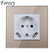 USB настенная розетка двойной USB Порты и разъёмы 5V 2A Usb золотистого цвета акриловый рамка Высокое качество usb murale FDG-04