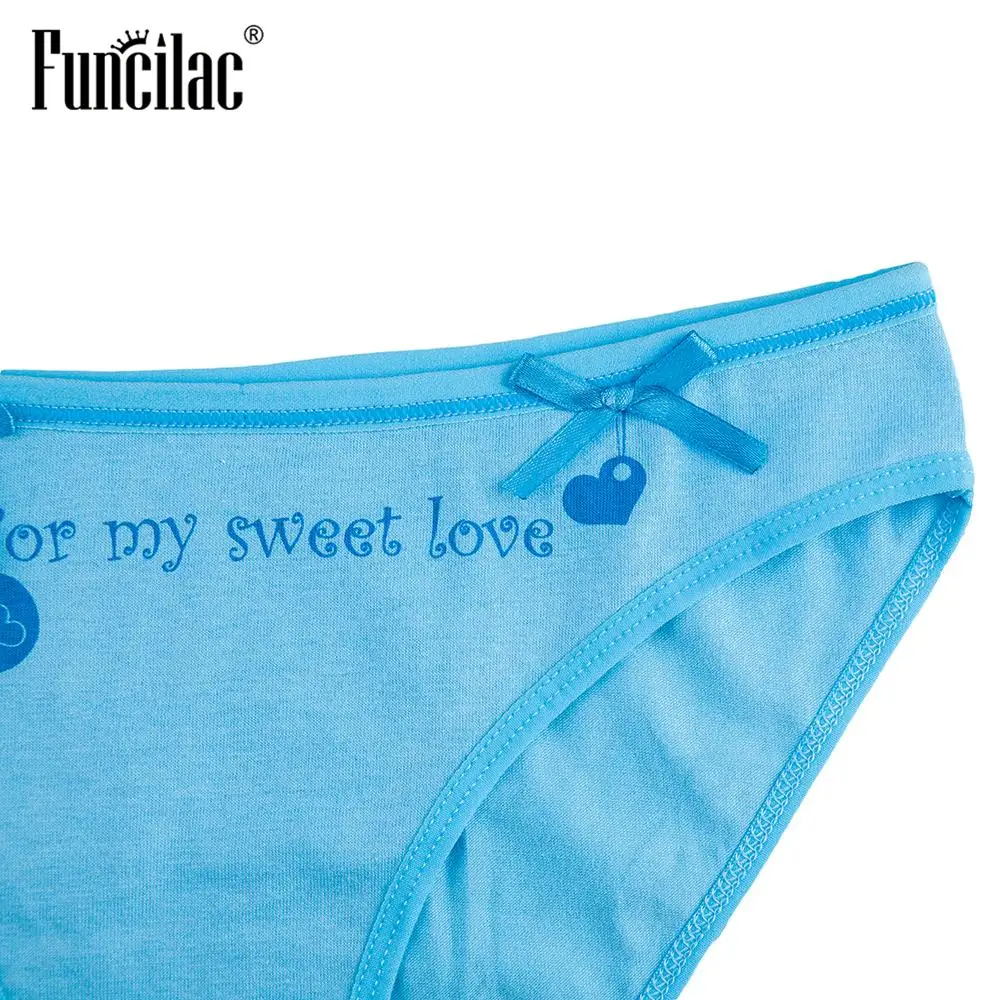 Женские хлопковые трусы FUNCILAC нижнее белье с надписью Love и бантом 3 шт.|Женские
