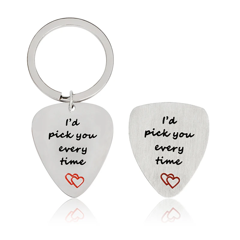 

Silver Keychain Guitar Pick Metal I couldn't pick a better dad I pick you Always Forever Key Chain Keyring Fashion Men Jewelry