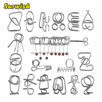 

18Pcs/set Metal Wire Puzzles Brain Teaser Classical Intellectual Toy - Silver