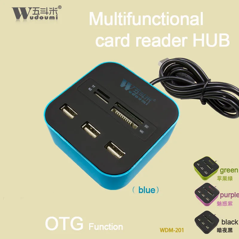 USB COMBO 3 port usb hub 2.0 HUB+multi USB card reader All In One for