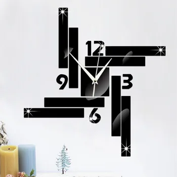 

60X63cm Digital Watch Environmental Mirror Clock Restaurants Block Geometry Wall Clocks Creative 3d Wall Clock reloj pared