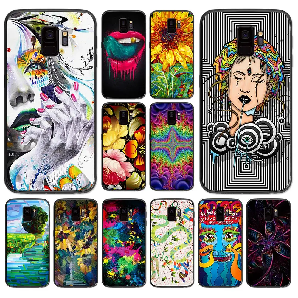 Подсолнечное масло живопись psychedelic губы для Samsung Galaxy A5 A6 A7 A8 A9 2017 2018 2019 Plus M10 M20 M30