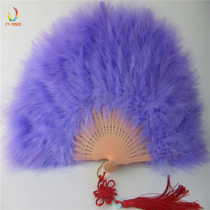 10pcs Color Thicken Fluffy Folding Marabou Feather Hand Fan Girls Dance ...