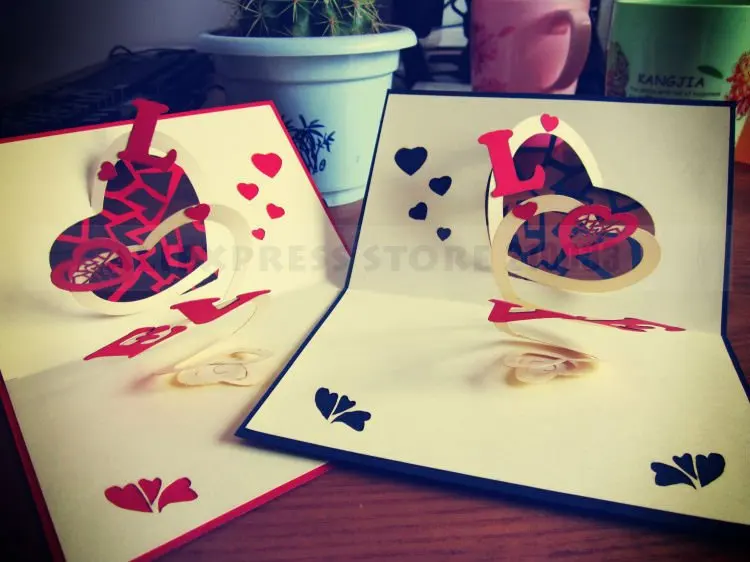 i love you handmade creative kirigami origami 3d pop up gift
