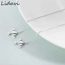 Lidavi Новая мода милый серебряный цвет 3d самолет плоская Серьга для женщин Подарки длинные серьги крошечные ювелирные изделия E236
