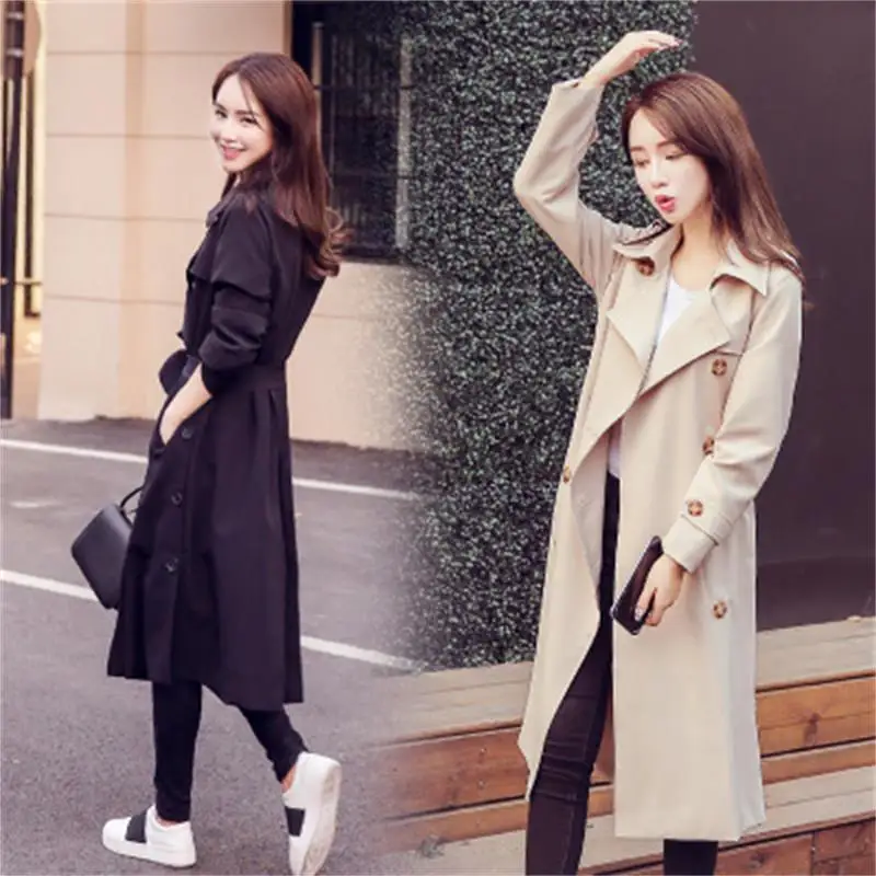 

Women Windbreak new fashionable autumn spring casual trench coat women long female wind breaker outerwear plus size