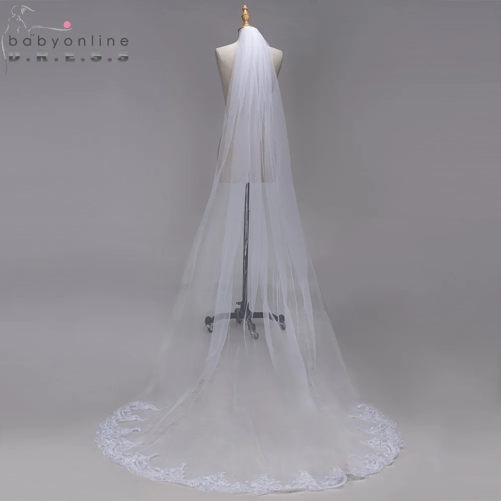 Babyonlinedress-3M-Lace-Edge-Long-Wedding-Veil-White-Ivory-One-Layer-Soft-Tulle-Bridal-Veil-Velo (2)