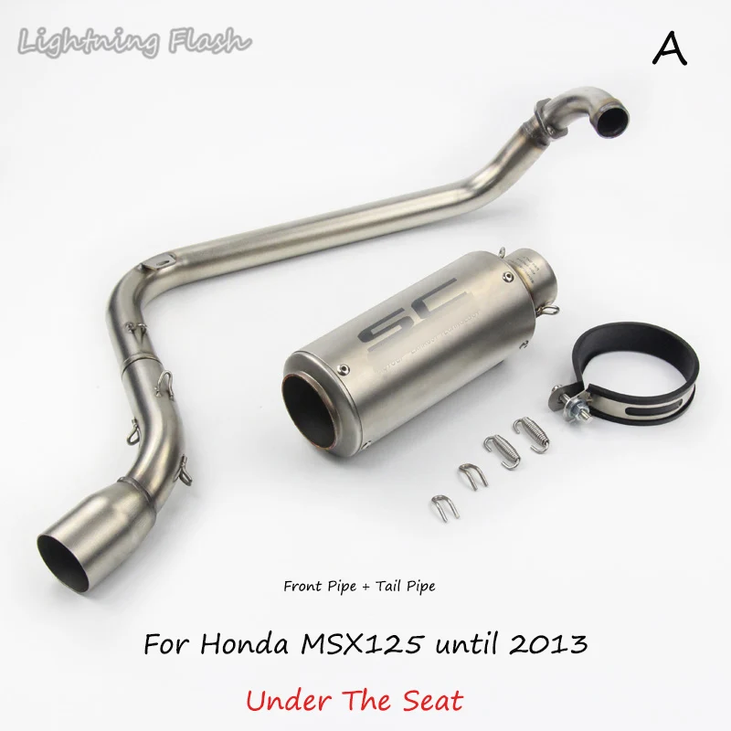 

Slip On MSX125 Exhaust Silencer Mufffler Tail+Front L ink Pipe For Honda MSX125 Until 2013 Uned Escape
