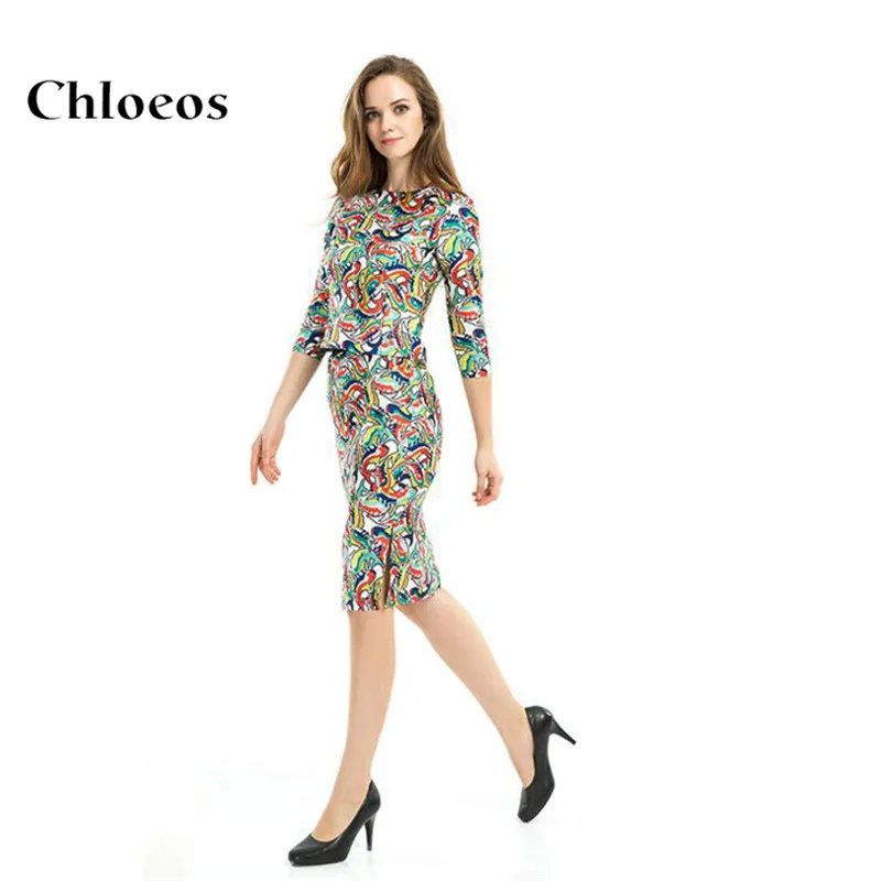 Chloeos мода цветочный принт boho dress женщины сексуальное лето повседневные платья