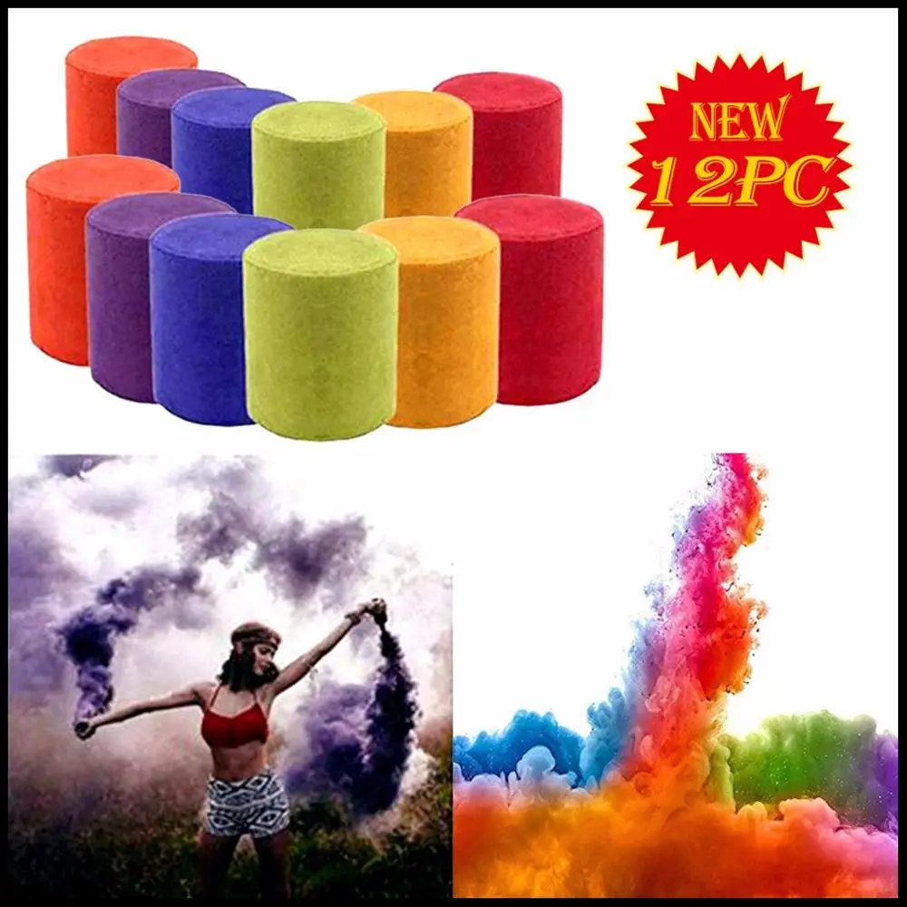 

10/12pcs Party Stage Light Fog Smoke Cake Colorful Smoke Effect Show Christmas Party Supplies Round Bomb Stage Photography Aid