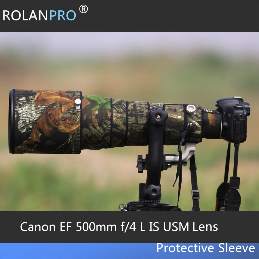 ROLANPRO Lens Camouflage Rain Cover for Canon EF 500mm F/4 L IS USM Lens Protective Sleeve Telephoto lens hood