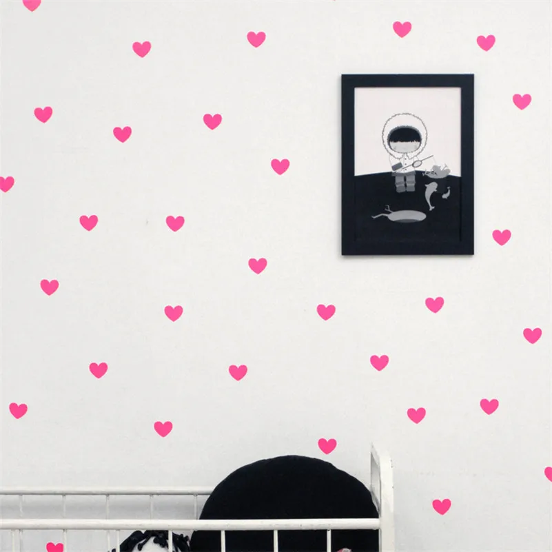 45pcs/sheet Art Little Mini Hearts Wall Stickers Wall Decals Removable Home Bedroom Bathroom