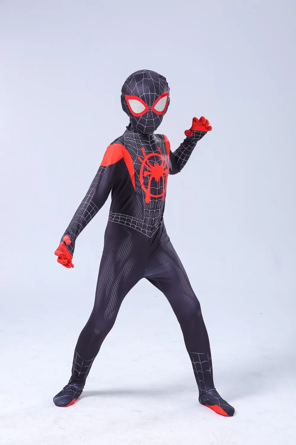 Черный Miles Morales человек паук 3D принт костюм взрослые дети Мальчики Человек-паук косплей-костюм супергерой Zentai Человек-паук костюм