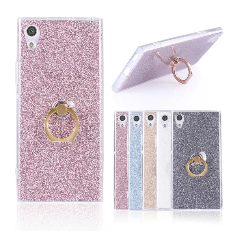 Case With Ring Holder for Sony Xperia XA1 C6 XA Ultra C5 C3 Back Cover Luxury Glitter Shell Gel Capinha Coque Capa Hoesjes Etui |