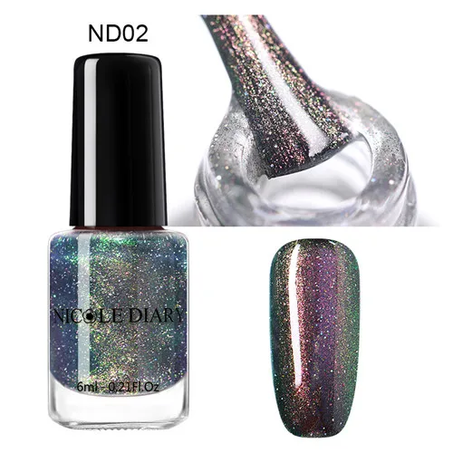 NICOLE DIARY 6ml Peel Off Thermal Nail Polish Glitter Chameleon Color Changing Water-based Manicure Nail Art Varnish - Цвет: S6-ND02