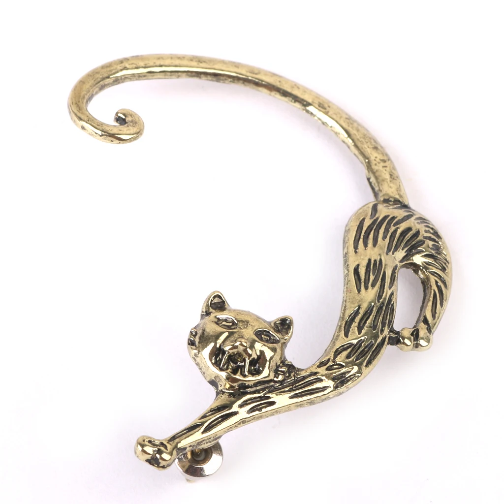 Phenovo 1pc Fashion Design Punk Gothic Alloy Long Tail Cat Earring Single Charm Ear Stud for Men Women Earrings Jewelry Party