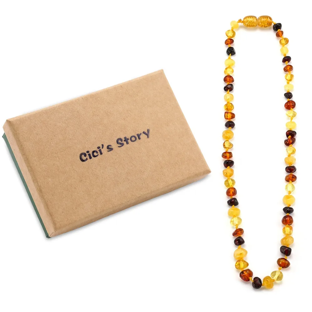 

CICI'S STORY Baltic Amber Teething Necklace for Baby (Unisex) - Natural Anti Inflammatory Beads-Teething Pain Reduce Properties