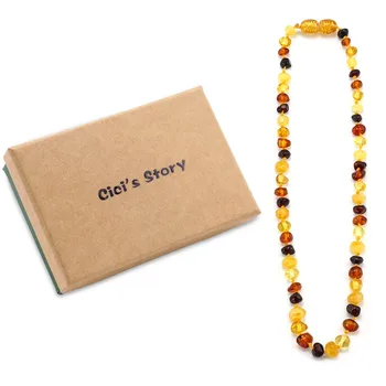

Baltic Amber Teething Necklace/Bracelet for Baby Size 14-35cm - Gift Box - 10 Colors - Lab Tested