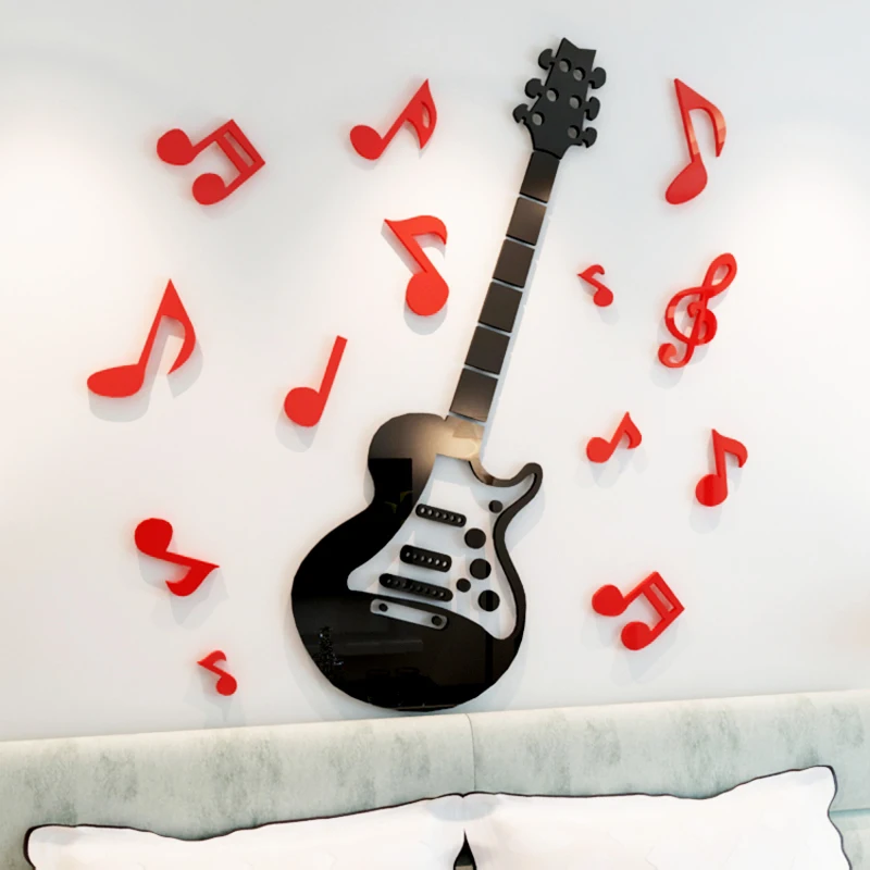 Guitar acrylic 3d crystal  wall  stickers  Child room living 