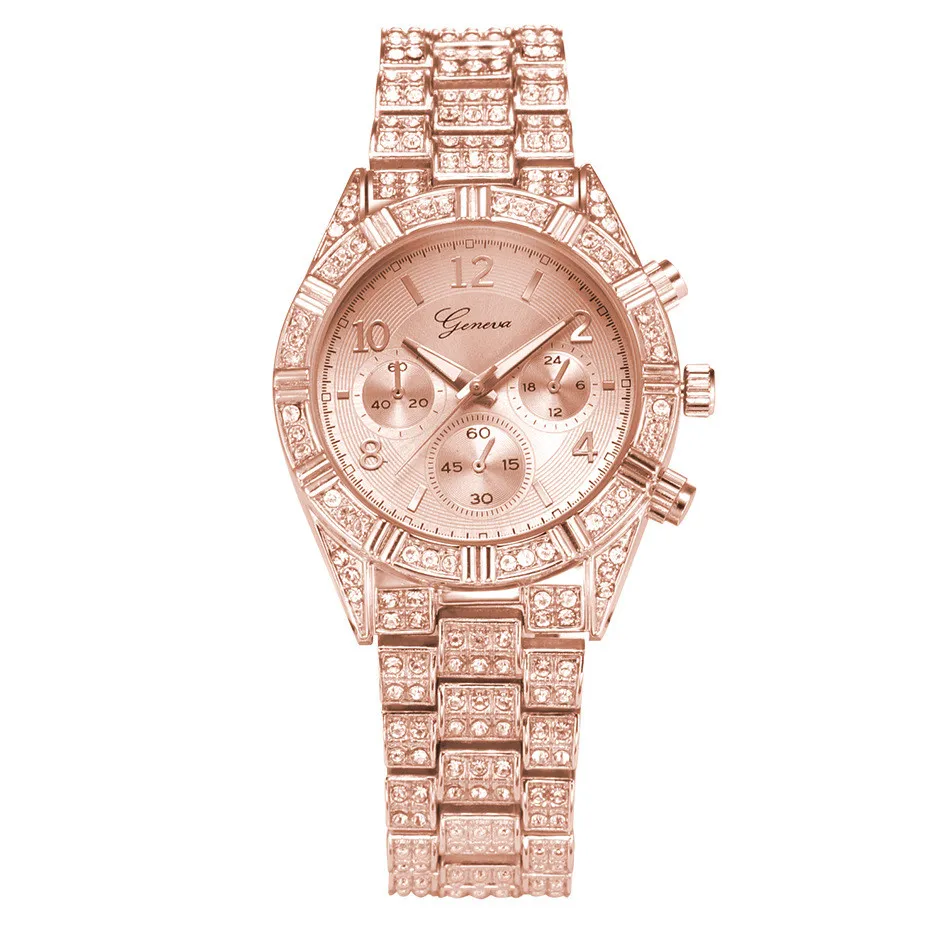Золотые женские кварцевые наручные часы, модные шикарные повседневные женские нарядные часы, женские деловые часы с кристаллами и бриллиантами, женские часы