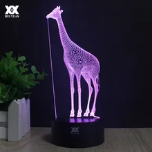 Животное Жираф 3D лампа дистанционное управление ночник светодиодный декоративный Настольный светильник USB 7 цветов Изменение ребенка подарок Хуэй Юань бренд