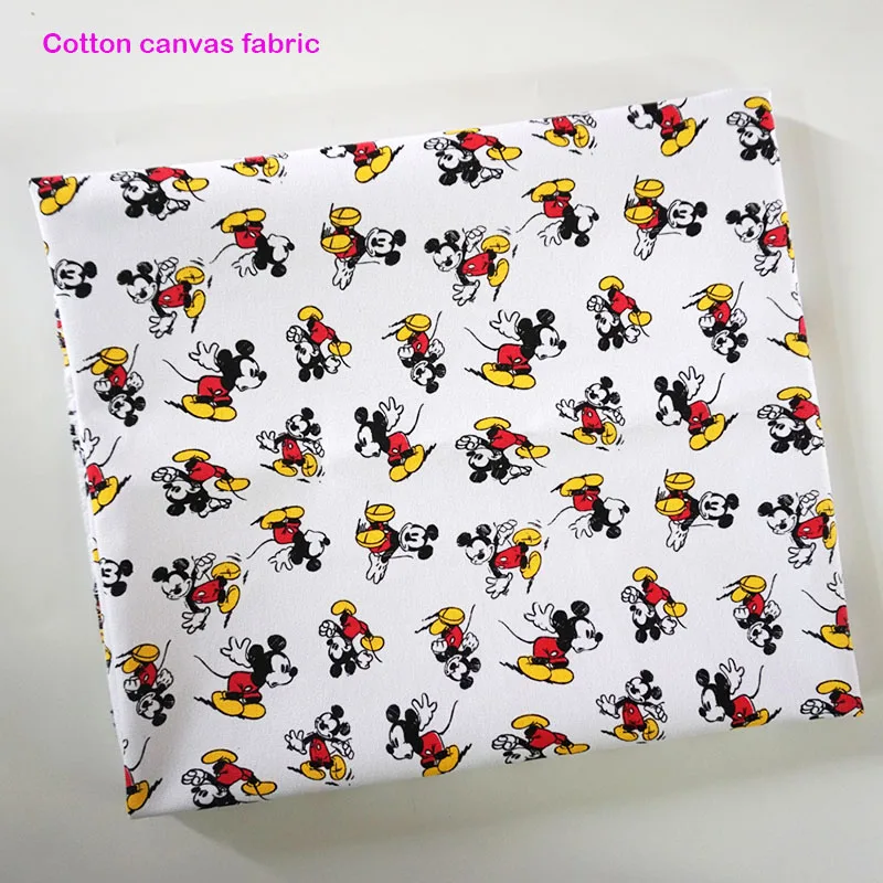 

Thick Canvas Fabric for Bag Cartoon Mickey Printed Canvas Cotton Fabric for Sofa quilting patchwork DIY Sewing Table Cloth Shoes