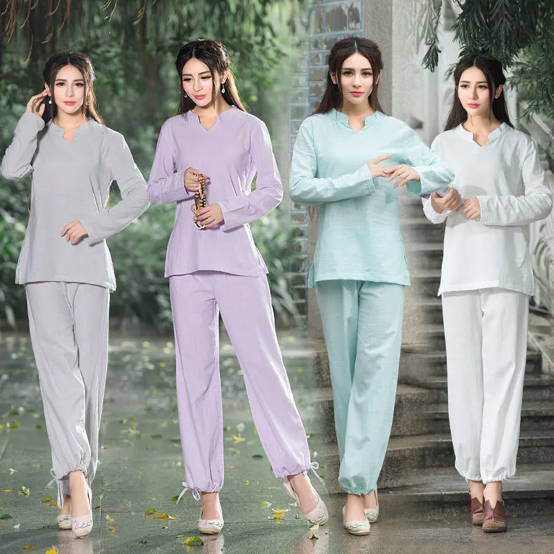 Women Yoga Clothes Sets Cotton Meditation Clothing Shirt and Pants 2pcs/setwomen yoga clothes