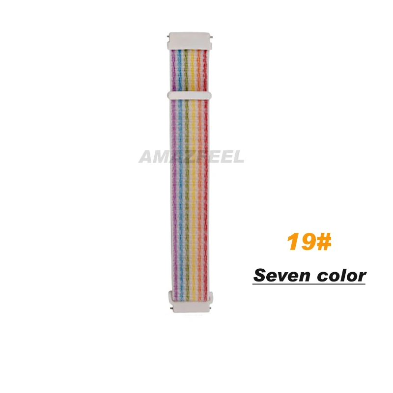 19.seven color Ремешок на запястье для Huami Amazfit GTS тканый браслет нейлоновая петля для Amazfit GTR 42 мм 47 мм ремешок 20 мм 22 мм браслет - Цвет: 19.seven color