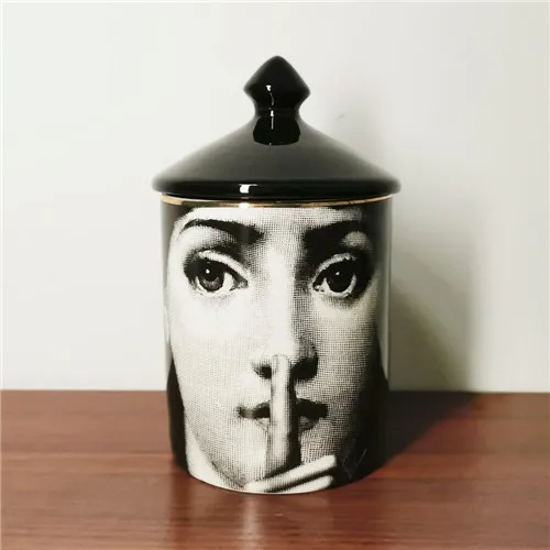 6 Классический подсвечник Fornasetti с черной крышкой керамический контейнер для хранения художественный подсвечник ретро корзины ручной работы для хранения баночек домашний декор - Цвет: 6