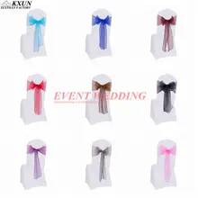 50 шт./лот, прозрачные ленты из органзы, свадебные украшения, чехлы для стульев, галстуки-бабочки, декоративные принадлежности