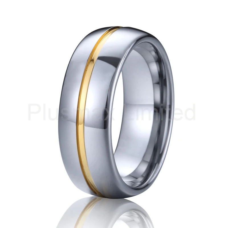

unique 8mm tungsten rings men jewelry carbide gold color fashion party wedding band male men's ring bague homme