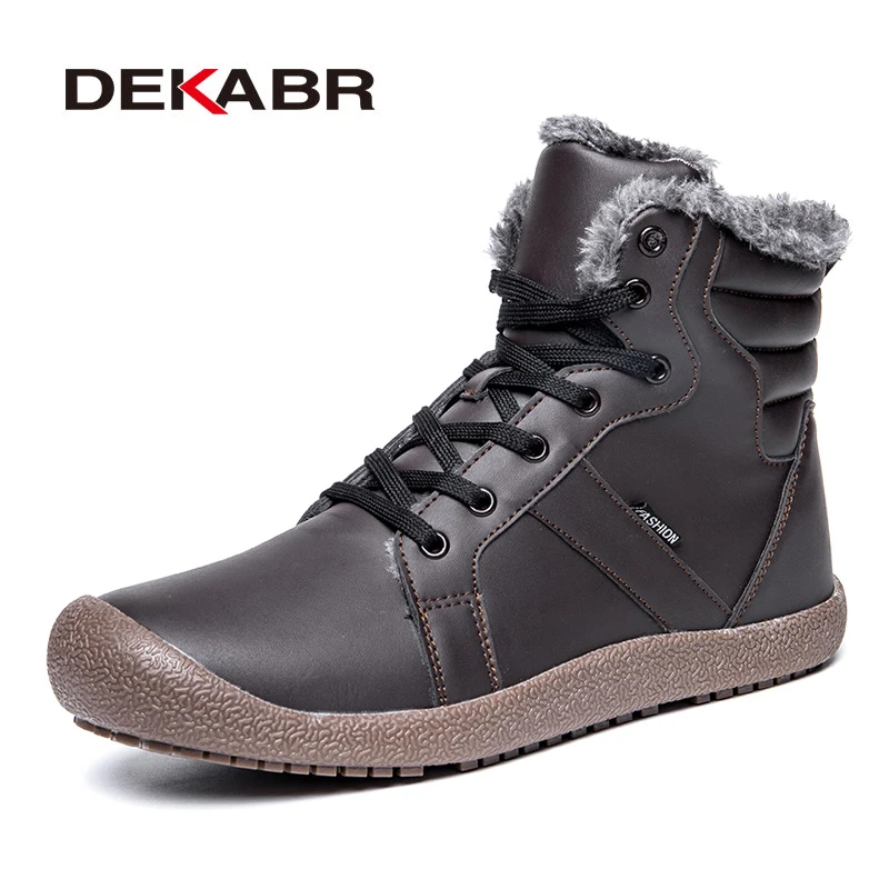 

DEKABR Designer Men Winter Boots Male Snow Ankle Boots Waterproof Warm Fur Tactical Boot Shoes Chaussure Homme Plus Size 36~48