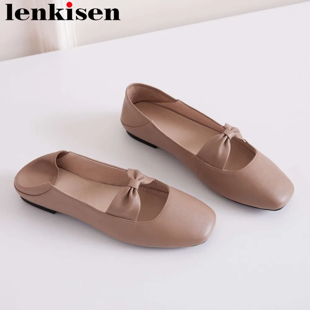 

2019 young lady genuine leather covered ballet shoes slip on fairy butterfly-knot vintage handmade concise style cozy flats L10