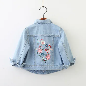 

2020 Girls Denim Jackets Flower Butterfly Embroidery Jean Coat For Baby Girl Spring Kids Outerwear Girls Clothing