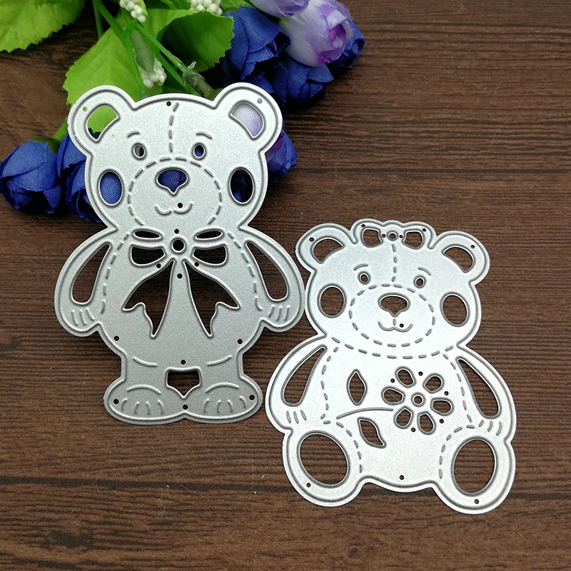 

2pcs/set Lively Bear Designs Metal Cutting Dies Stencils for Scrapbooking Embossing Album Paper Card Craft