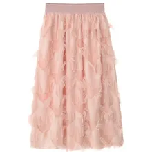 Модный Слои Тюлевая юбка s Для женщин Черный, серый цвет белый взрослых Тюлевая юбка эластичные Высокая Талия плиссированная юбка миди