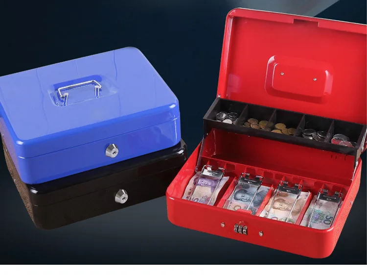 Portable Safes Cash Box Money Drawer Key Lock  Password Lock Safe Lock Tiered Tray Security Storage Box  Size 30 x 24 x 9cm (1)