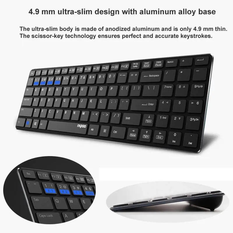 Новая многорежимная Бесшумная беспроводная клавиатура и мышь Rapoo комбо Bluetooth 3 0/4 0