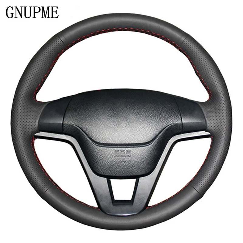 

GNUPME DIY Artificial Leather Steering Wheel Cover Hand-Stitched Black Car Steering Wheel Cover for Honda CRV 2007-2011