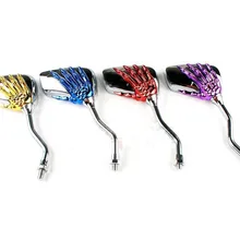 Универсальная пара мотоциклов электромобиль 3D Синий Череп Скелет Зеркала заднего вида боковое зеркало