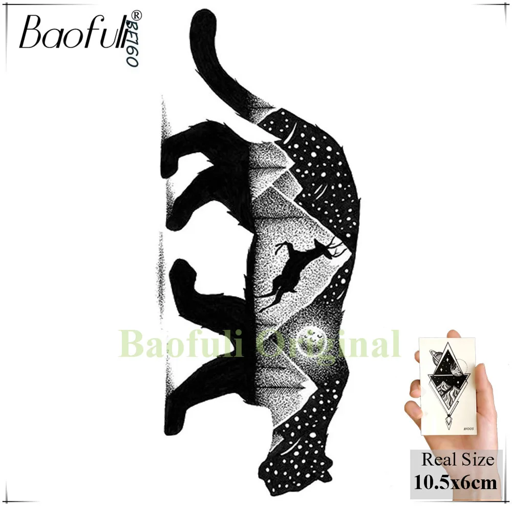 Baofuli Star Fox Временные татуировки стикер водонепроницаемый поддельные татуировки геометрические ромбовидные черные татуировки нарисованные дерево Тотем Волк Луна мужчины - Цвет: BBF160