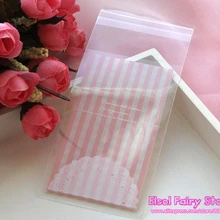 400 шт/партия розово-маленькие целлофановые подарочные мини-сумки, самозапечатывающийся вечерние упаковки, "белый кружевной принт" мешочки для гостинцев на вечеринках