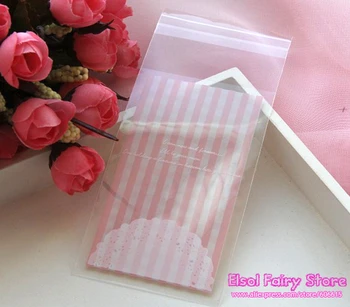 

400pcs/lot PINK-Small Cellophane Favor Gift Mini Bags, Self Seal Party Packaging, "white lace Print "Party Favor Bag