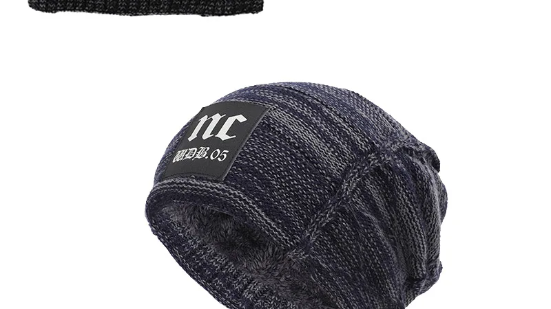 Новинка 2019, комплект из 2 предметов, утепленная шапка, знак NC, мужской женский шерстяной вязаный головной убор, шапочка в стиле кэжуал
