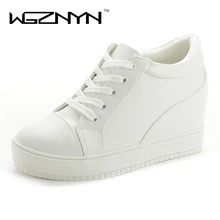 WGZNYN/Новинка года; Модная стильная женская обувь из искусственной кожи; женская обувь, увеличивающая рост; цвет белый, черный; высокое качество