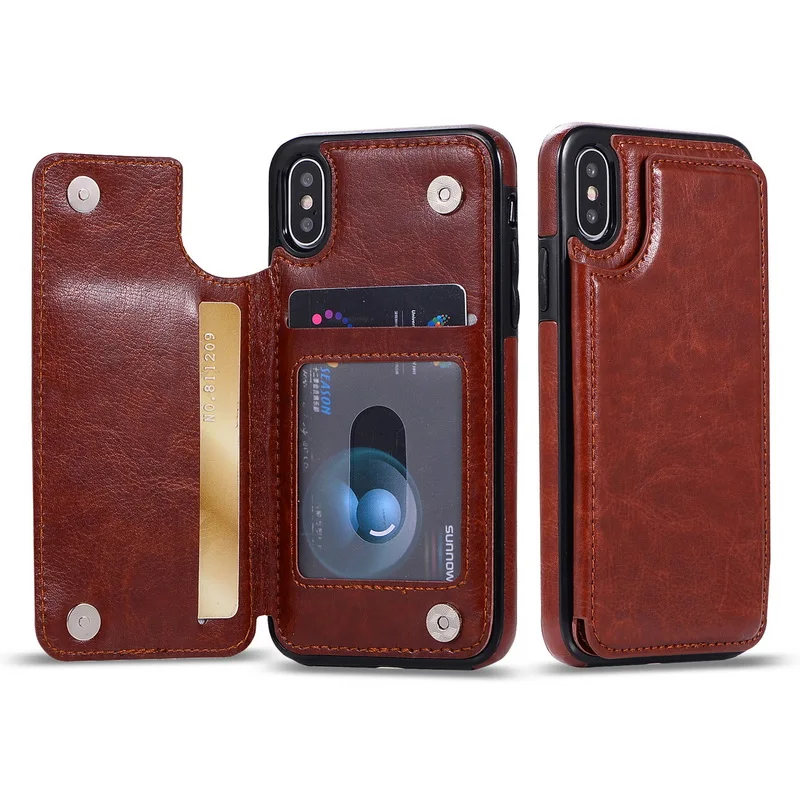 Luxury Multi Flip Card Holder Slot Case For iPhone X XS
