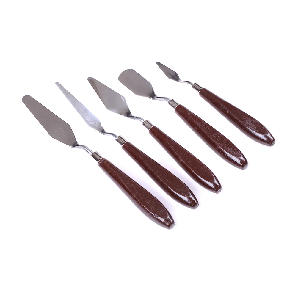 Couteau à Palette en acier inoxydable, professionnel, peinture à l'huile,  couteaux métalliques, manche en bois (noir) - AliExpress