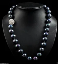 16mm mer sud noir nacre collier 18
